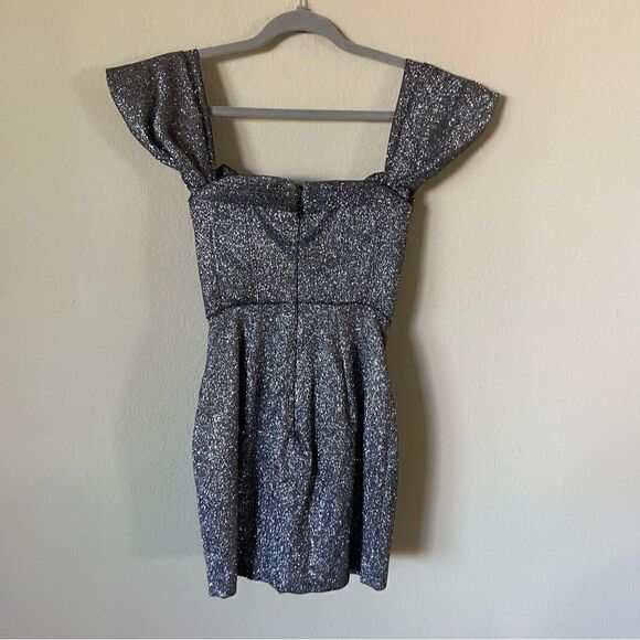 Rare House of Cb Ophelia Mini Silver Gray Dress Corset Shimmer Size XS - Picture 7 of 10